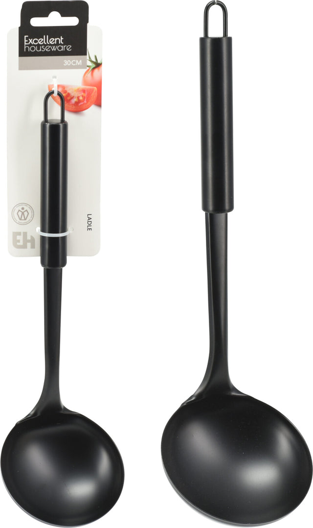 Κουτάλα Βαθιά Μαγειρικής 30cm Μεταλλική Μαύρο Χρώμα
