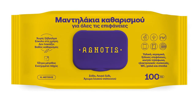 Agnotis Μαντηλάκια Καθαρισμού 100 τμχ Γενικής Χρήσης