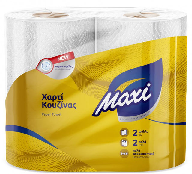 Maxi 2x129γρ 2Φύλλο Χαρτί Κουζίνας Λευκό