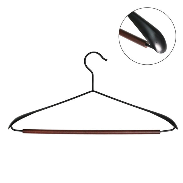 Κρεμάστρα Ρούχων Μεταλλική Black Με Ξύλινη Ράγα Walnut 42cm