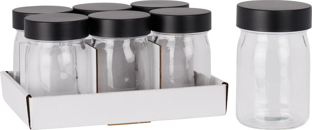 Δοχείο Αποθήκευσης Γυάλινο με Μεταλλικό Μαύρο Καπάκι 250ml