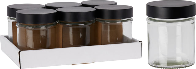 Δοχείο Αποθήκευσης Γυάλινο με Μεταλλικό Μαύρο Καπάκι 300ml