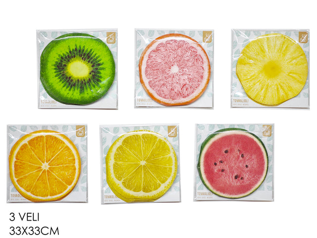 Χαρτοπετσέτες 12/τεμ σε Σχήμα Φρούτων 33cm