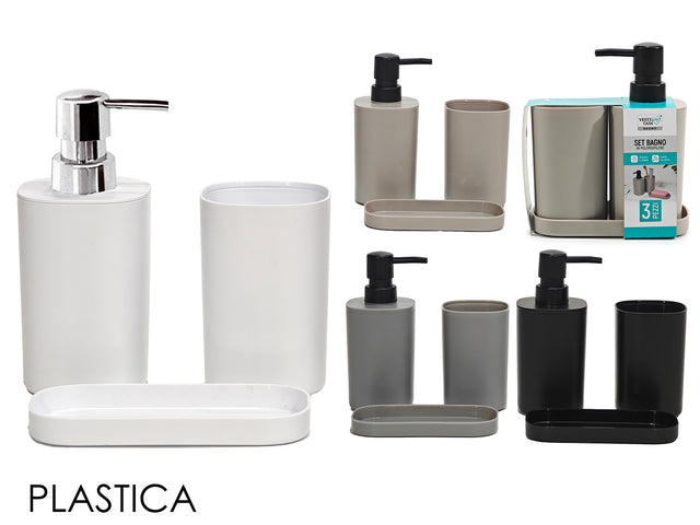 Σετ Αξεσουάρ Μπάνιου Πλαστικό σε 4 Χρώματα