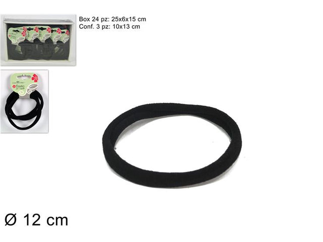 Λαστιχάκια Μαλλιών Σετ 3/τεμ Μαύρα 12cm