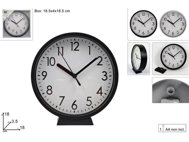 Ρολόι Επιτραπέζιο & Τοίχου Πλαστικό 18cm σε 2 Χρώματα