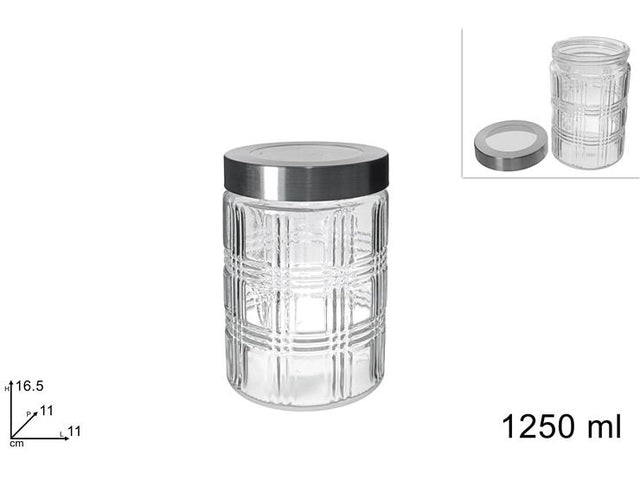 Βάζο Αποθήκευσης Γυάλινο Διάφανο με Αεροστεγές Κλείσιμο 1250ml