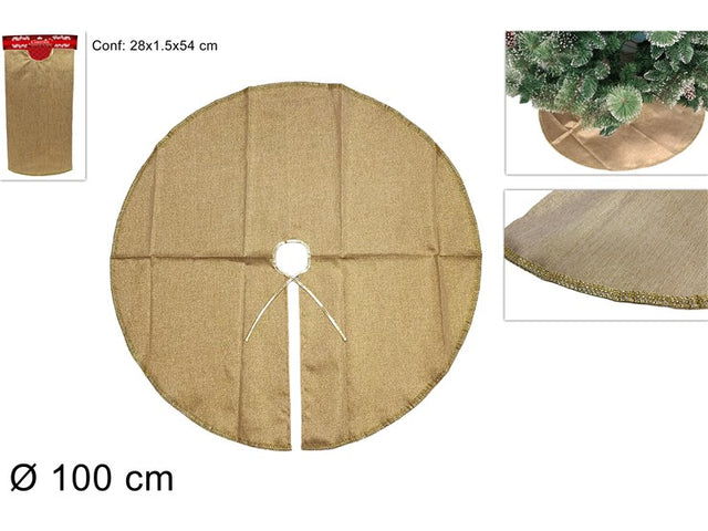 Ποδιά Δέντρου Υφασμάτινη Χρυσή με Στρας Φ100cm
