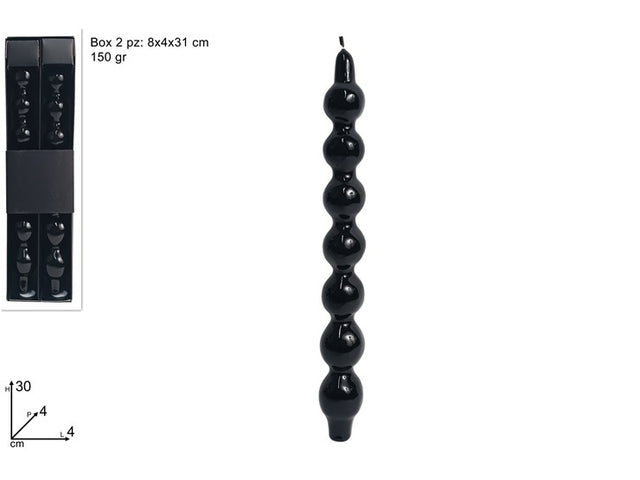 Κεριά Κηροπηγίου Μαύρα Σετ 2/τεμ 30cm 150gr
