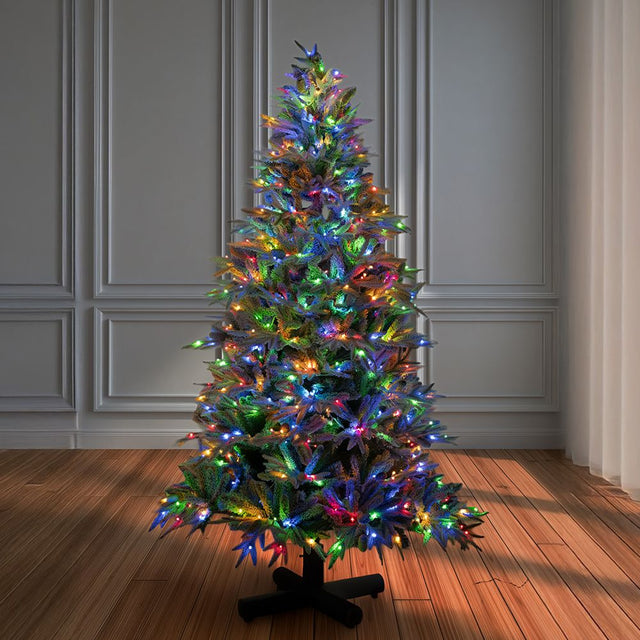 Δέντρο Χριστουγεννιάτικο Pre-Lit Snowy Jersey Pine 180 εκ. με 600 LED Θερμό & Πολύχρωμο Φως