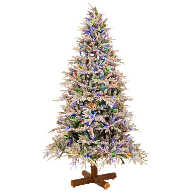 Δέντρο Χριστουγεννιάτικο Pre-Lit Snowy Jersey Pine 180 εκ. με 600 LED Θερμό & Πολύχρωμο Φως