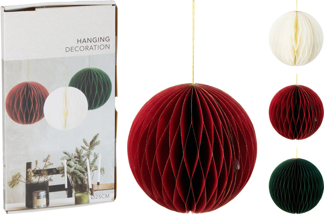 Μπάλα Χριστουγεννιάτικη Χάρτινη 25cm 3 Χρώματα