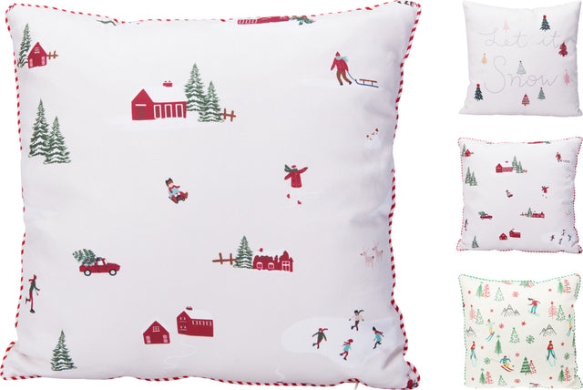 Μαξιλάρι Διακοσμητικό Χριστουγεννιάτικο Υφασμάτινο Λευκό με Σχέδια 45x45cm