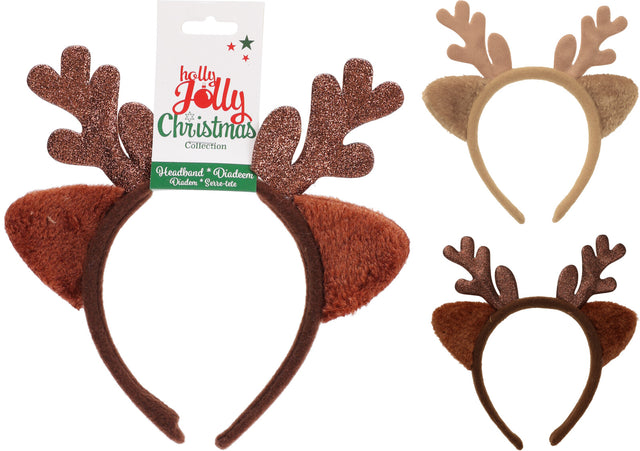 Στέκα Μαλλιών Χριστουγεννιάτικη Κέρατα Ελαφιού Καφέ 20cm