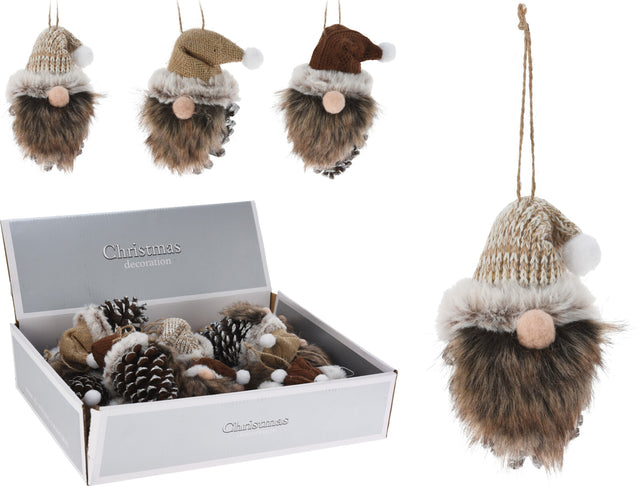 Κουκουνάρι Κρεμαστό Διακοσμητικό σε Σχήμα Άγιο Βασίλη 7.5cm