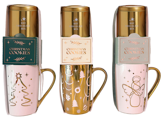 Κούπα Χριστουγεννιάτικη Πορσελάνινη με Hot Chocolate Mix Λευκό/Χρυσό