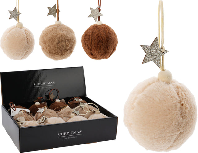 Μπάλα Χριστουγεννιάτικη Γούνινη 8cm