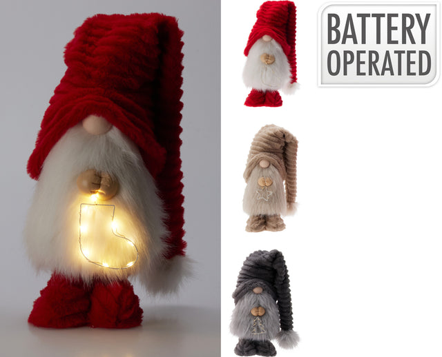 Νάνος Λούτρινος Φωτιζόμενος με LED Μπαταρίας 18X13X65cm