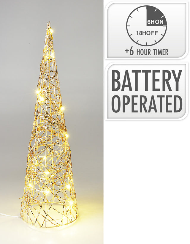 Δέντρο Κώνος Φωτιζόμενο με 20 Led Μπαταρίας 12x40cm