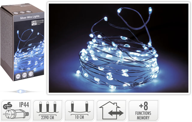 240 Led Χριστουγεννιάτικα Φωτάκια Copper Λευκό Φως Καλώδιο Σύρμα 23m