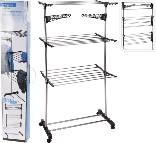 Απλώστρα Ρούχων Πτυσσόμενη με 3 Επίπεδα 80X57X165CM