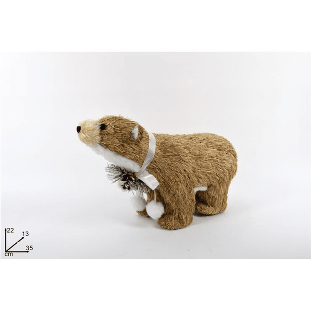 Αρκούδα Πολική Ξύλινη Καφέ 22cm Welkhome