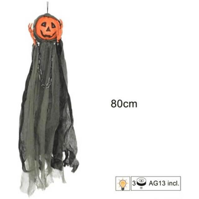 Διακοσμητικό Κρεμαστό Κολοκύθα Halloween με Φωτιζόμενα Μάτια 80cm Welkhome