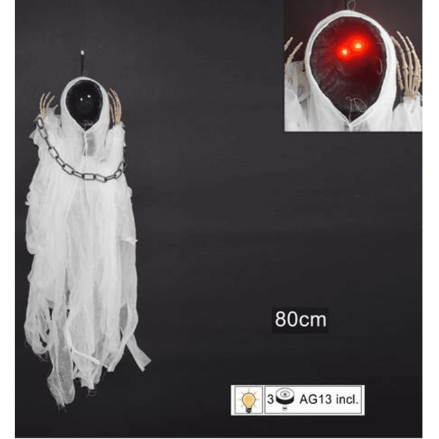 Διακοσμητικό Κρεμαστό Τρομακτική Κούκλα Halloween με Φωτιζόμενα Μάτια 80cm Welkhome