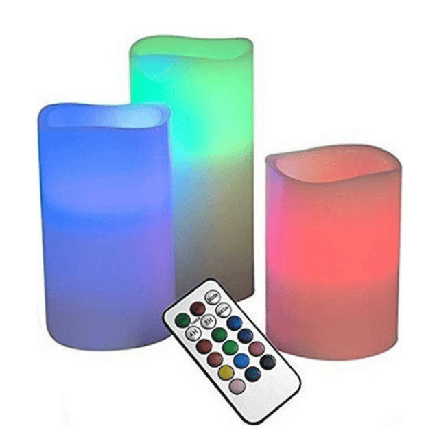 Διακοσμητικό Φωτιστικό με Φωτισμό RGB Κερί LED Μπαταρίας 3τμχ με Τηλεχειριστήριο Πολύχρωμο General Trade
