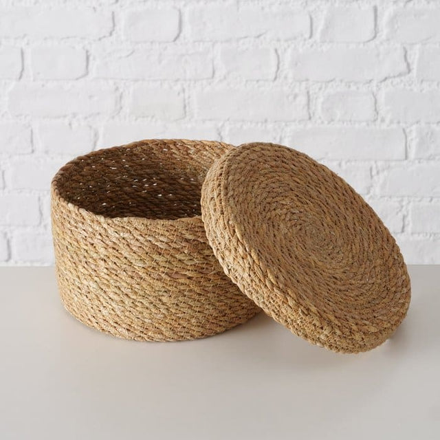 Καλάθι Αποθήκευσης Ψάθινο με Καπάκι H14x25cm Boltze