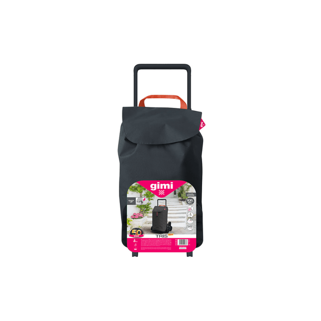 Καρότσι Λαϊκής Με 2 Τριπλές Ρόδες GIMI ITALY 52lt 41x35x93cm Μεταλλικό Αντοχή 30kg με Σάκο Πολυεστέρ