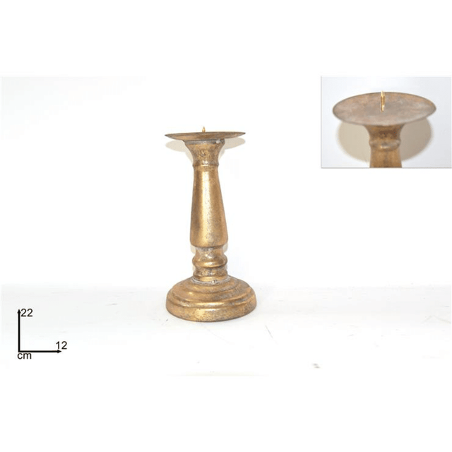 Κηροπήγιο Αντίκα Μεταλλικό Χρυσό 22cm Welkhome