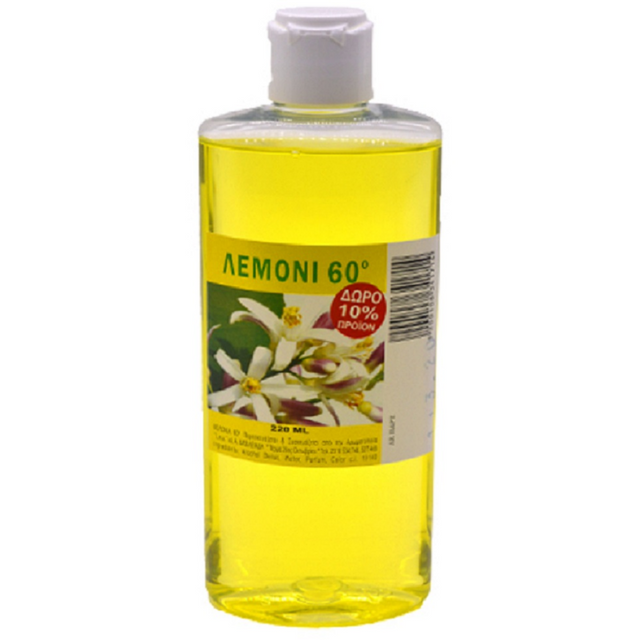 Κολώνια με άρωμα λεμόνι 60 βαθμών 220ml Αρωματοποιία (Lina)