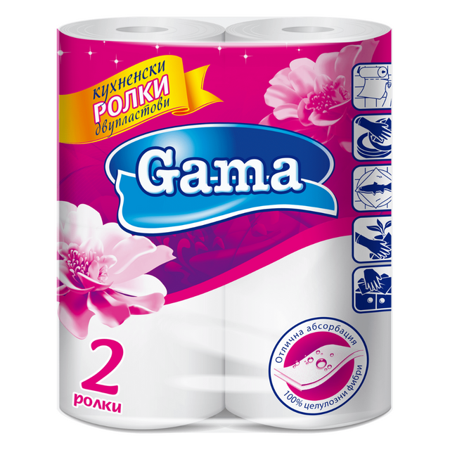 Gama 2x125γρ 2Φύλλο Χαρτί Κουζίνας Λευκό