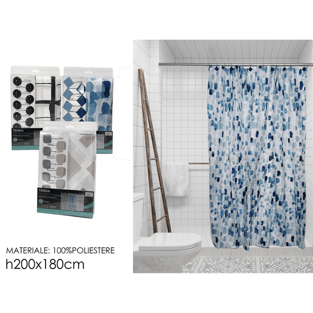 Κουρτίνα Μπάνιου h200x180cm 100% Πολυεστέρας σε 3 Αποχρώσεις Art.611502 General Trade