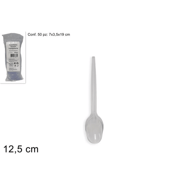 Κουτάλια Πλαστικά Σετ 50/τεμ 12.5cm Διάφανα Welkhome