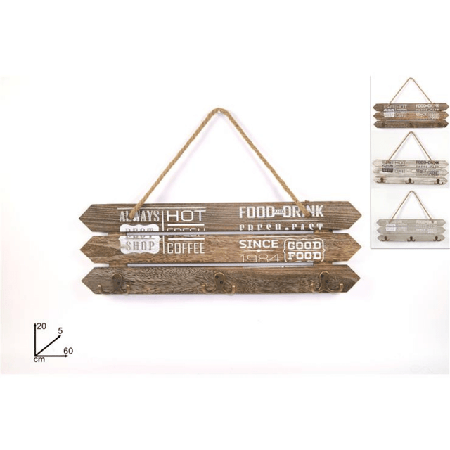 Κρεμάστρα τοίχου ξύλινη 6 Θέσεων 60x20x5cm Welkhome 8034048507803