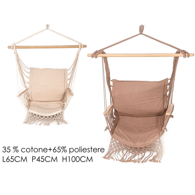 Αιώρα / Κρεμαστή Καρέκλα Μεγάλη Υφασμάτινη 65x45x100cm General Trade - Λευκό