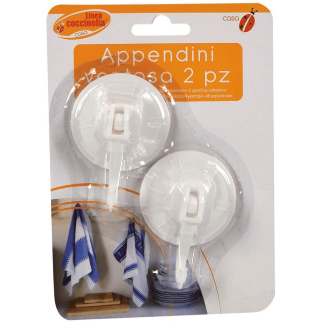 Κρεμαστράκια Βεντούζα Σετ 2Τεμ Λευκό 5,5x7x3cm SF2290 Welkhome