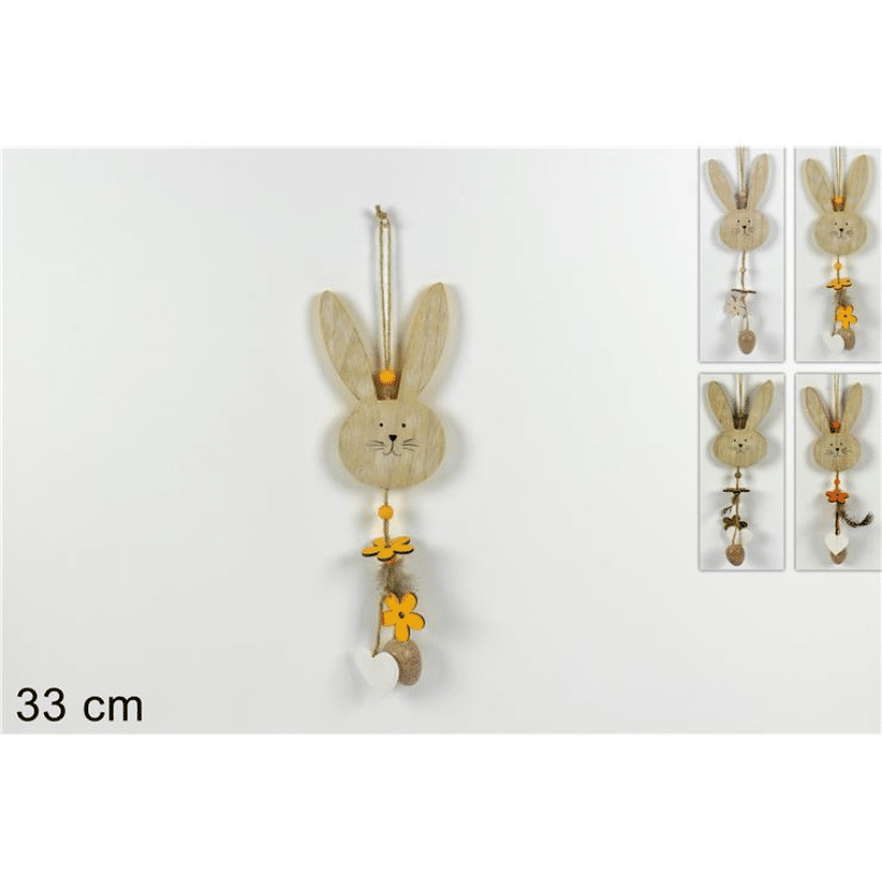 Λαγός Ξύλινο Κρεμαστό 33cm σε 3 Χρώματα Welkhome