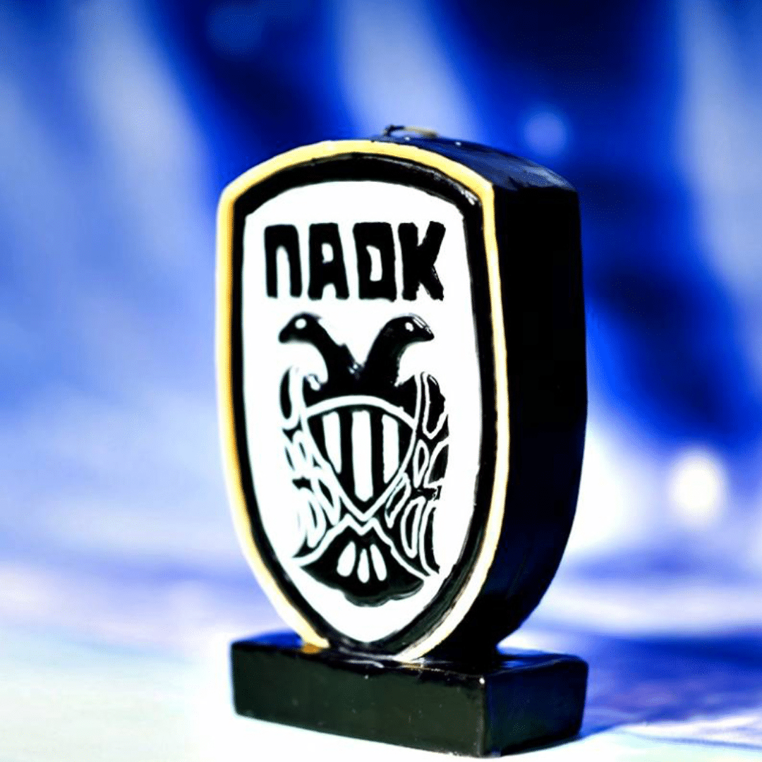 Λαμπάδα Πασχαλινή ΠΑΟΚ Κερί έμβλημα βάση 10x3x15cm. Gl 003089