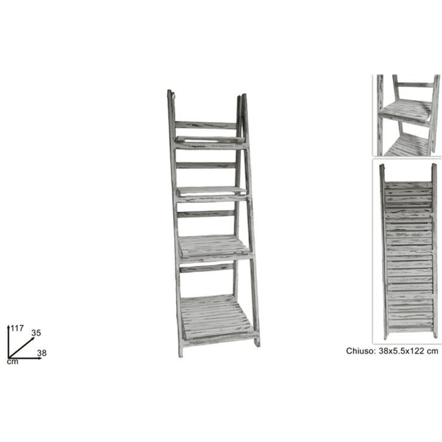 Ξύλινη Σκάλα Ραφιέρα 4 Όροφη h117x35x38cm Welkhome