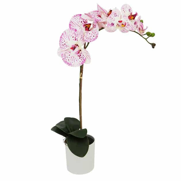 Φυτό Τεχνητό σε Κασπώ Ορχιδέα Real Touch Λευκό / Ροζ 47cm Marhome 04-00-21029-3