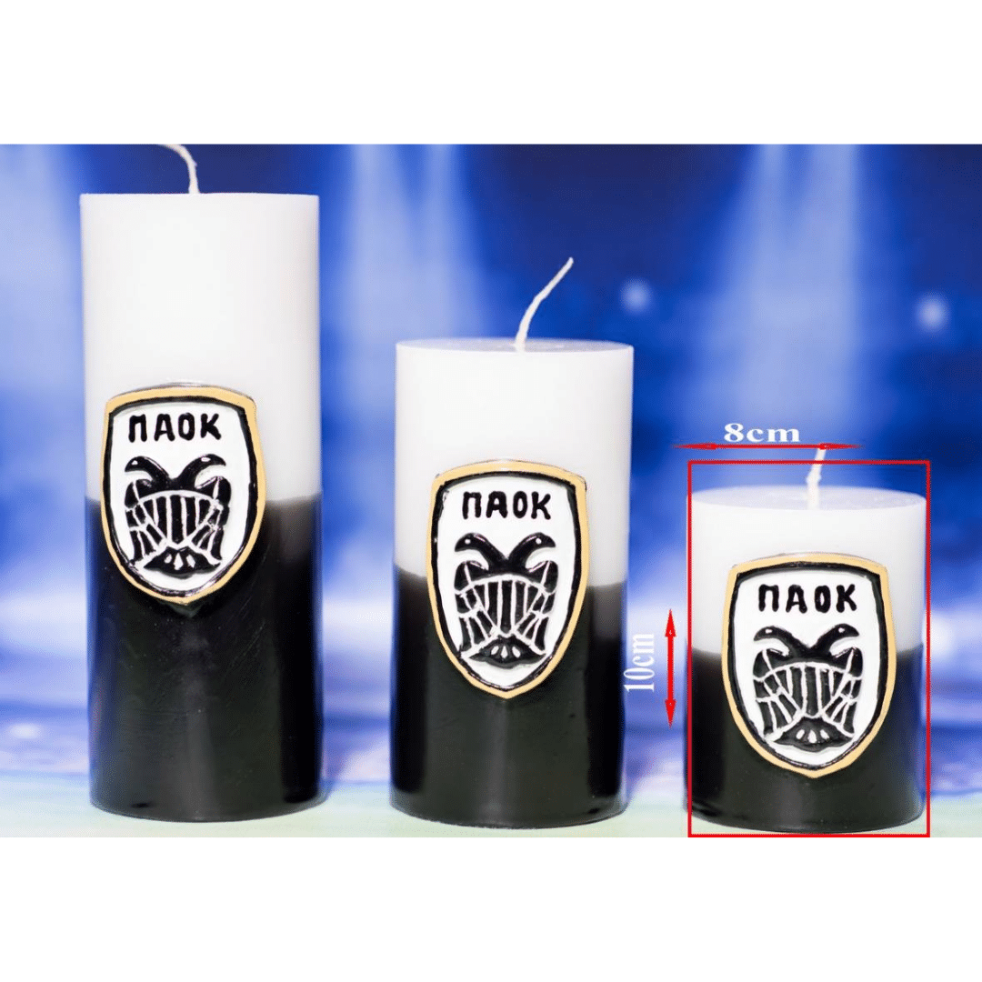 ΠΑΟΚ Κερί ασπρόμαυρο χειροποίητο κέρινο σήμα 8x10cm. 003094