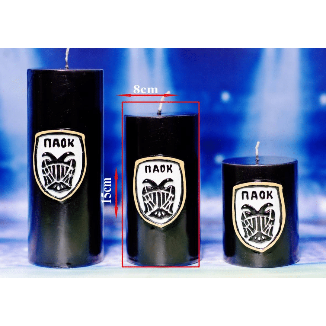 ΠΑΟΚ Κερί μαύρο χειροποίητο κέρινο σήμα 8x15cm. 003092