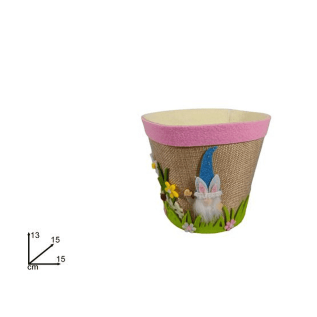 Καλάθι Υφασμάτινο Πασχαλινό Διακοσμητικό με Λουλούδια 15cm XPA22000751 Welkhome
