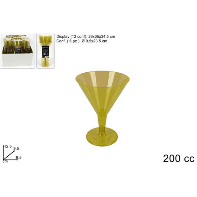 Ποτήρια Πλαστικά Πισίνας Κολωνάτα 200ml Σετ 6/τεμ Χρώμα Χρυσό Welkhome