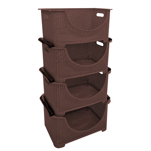 Ραφιέρα RATTAN 4 θέσεων Καφέ 36x24x87cm TnS 32-800-1660