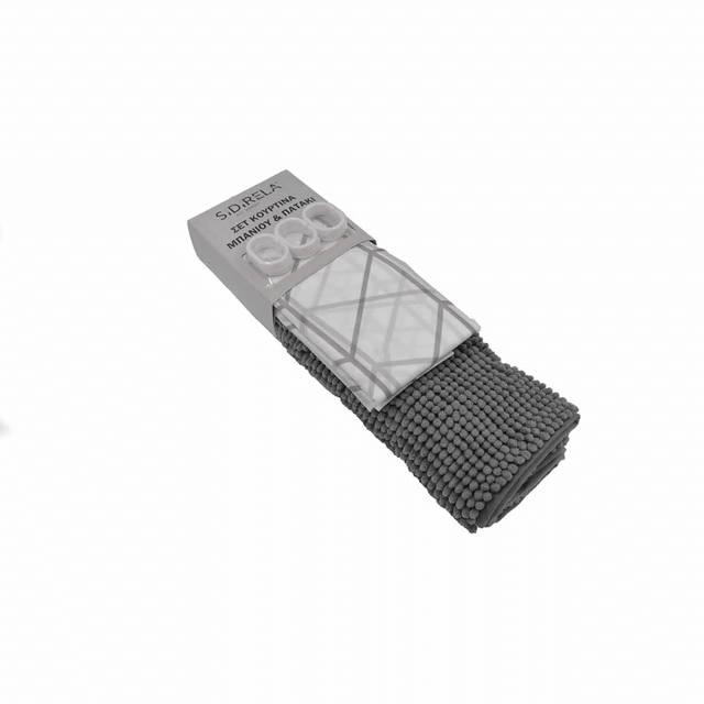 Σετ μπάνιου ΚΟΥΡΤΙΝΑ 180x180cm - ΠΑΤΑΚΙ 45x75cm Sidirela E-2668 - Γαλάζιο