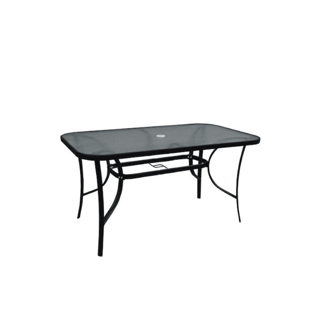 Τραπέζι Μεταλλικό 120x70x72cm. Χρώμα Μαύρο Με Τζάμι Ασφαλείας